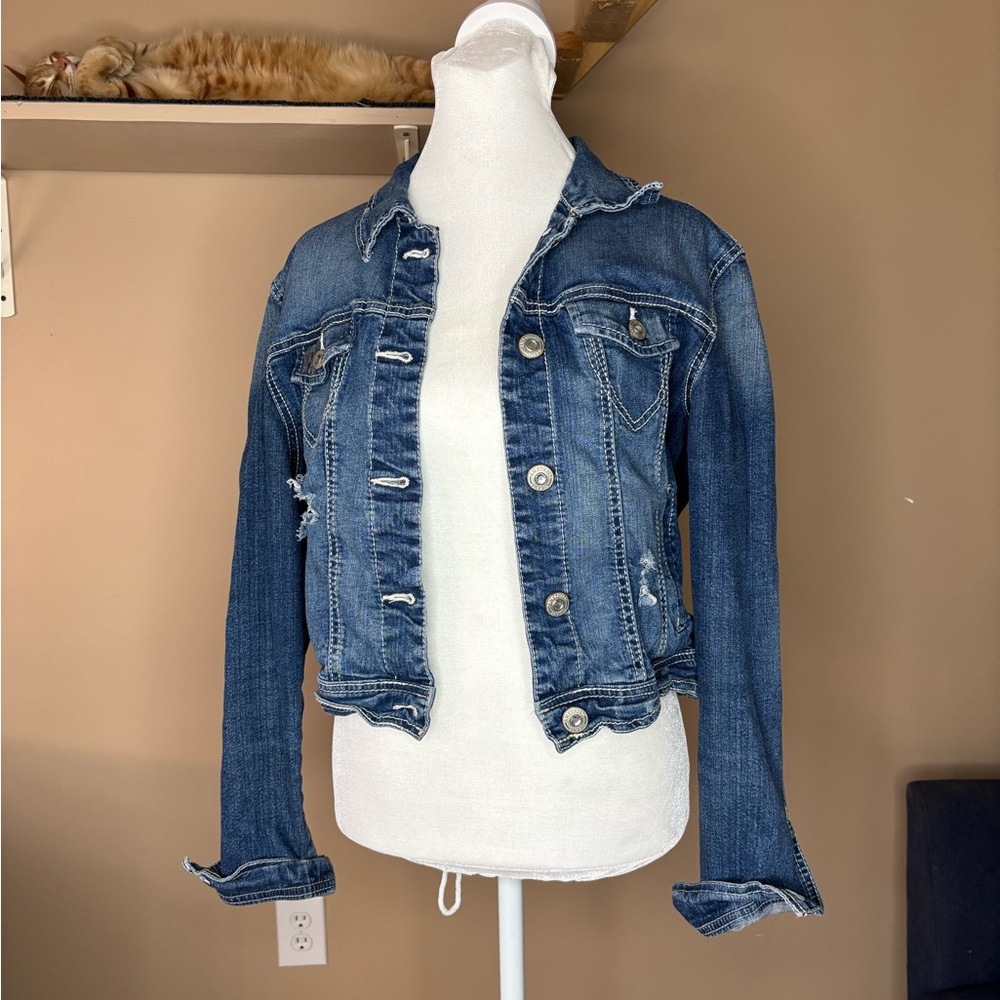 Classic Distressed Blue Denim Jacket